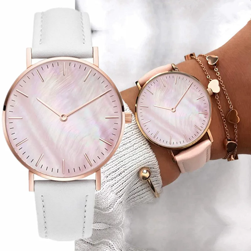 Fashion Womens Watches Simple Pink Dial Analog Quartz Watches for Women Simple Casual Female Clock Reloj Mujer Relogios Feminino