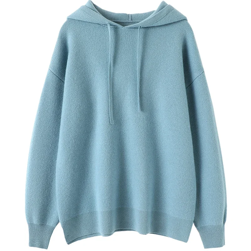 

Hooded Pullover 100% Cashmere Winter Warm Sweater Women New Latest Fashion for Women Clothes Loose-fitting