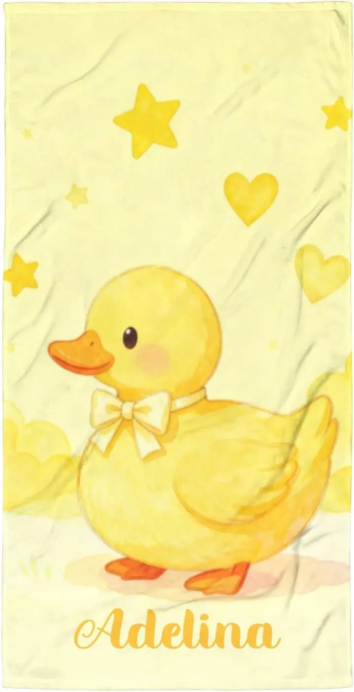 Adorable Baby Chick Bath Towel Yellow Cartoon Washcloth Kids Nursery Decor Shower Gift Adelina Name Cute Duckling Hand Towel Set