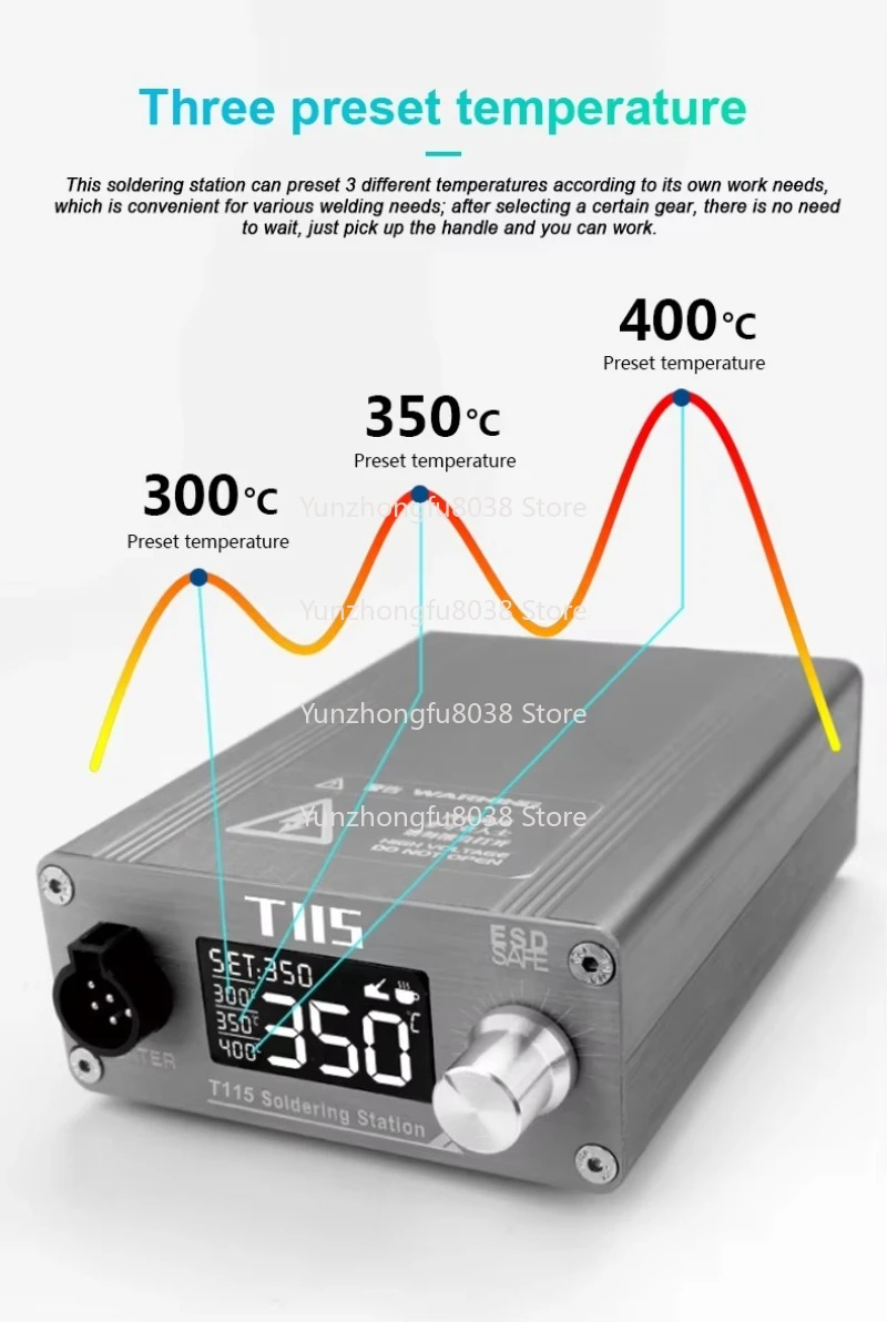 T115 Electric Soldering Iron With Temperature Control Soldering Station For Phone PCB Motherboard Solder Repair Welding Tool view 3