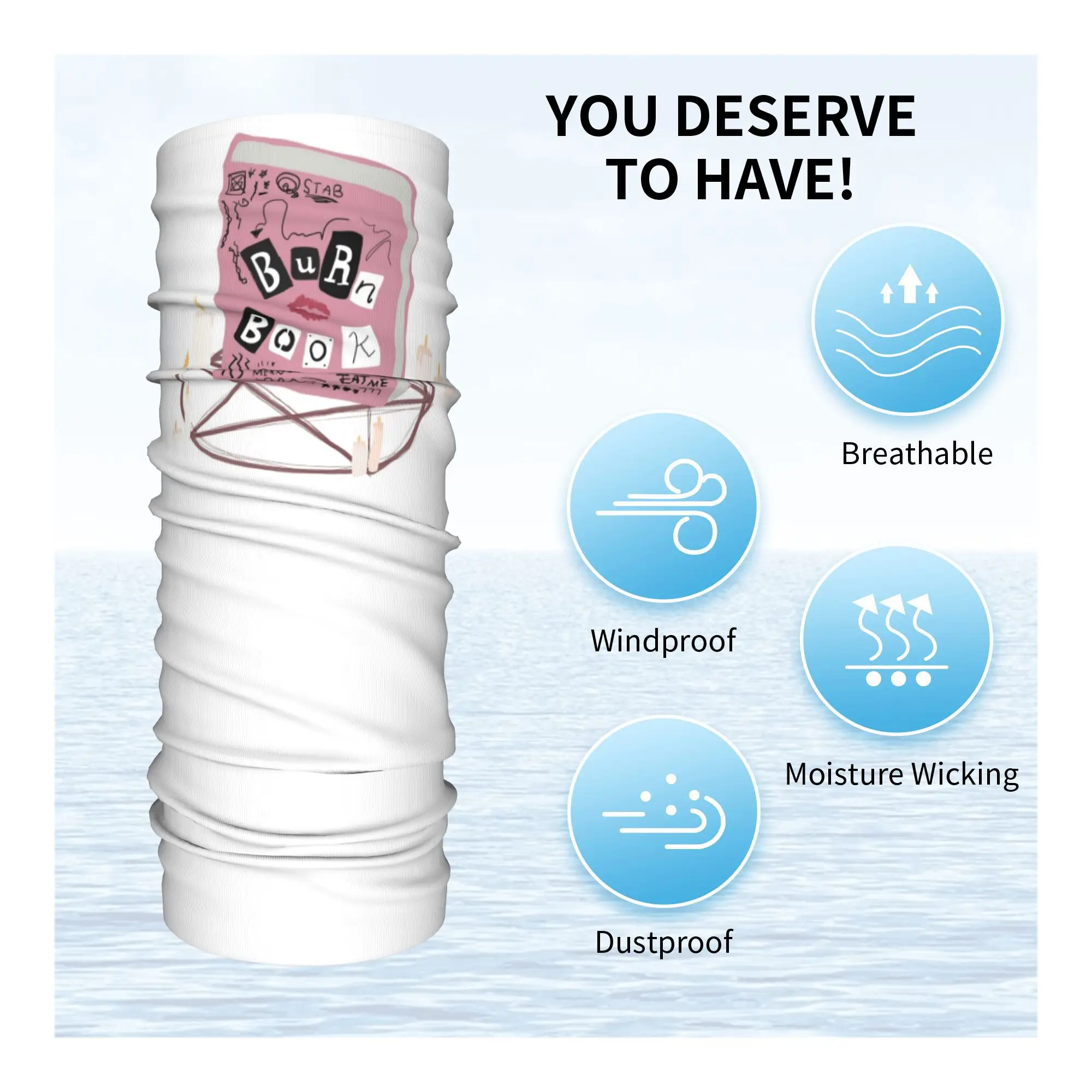 Burn book bandana pescoço gaiter impresso máscara cachecol multi-uso ciclismo cachecol para homens mulheres adulto respirável