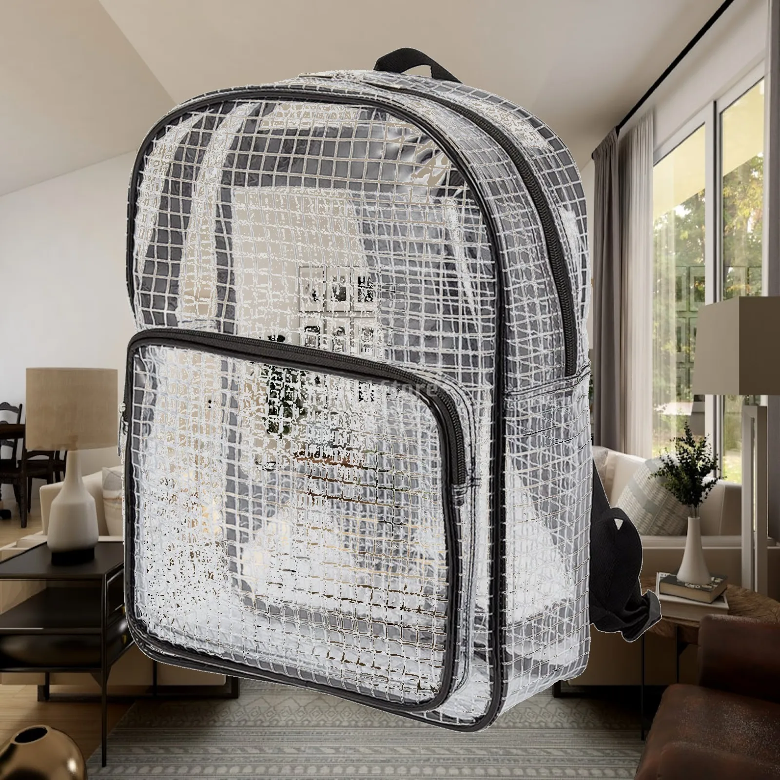 Mochila Antiestática de Malha de PVC Transparente para Laptop de 15,6 Polegadas, Bolsa para Notebook Masculina e Feminina, Mochila de Trabalho para o Dia a Dia