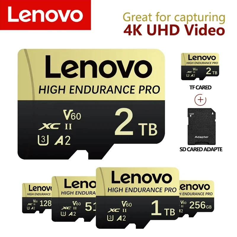 Carte Micro SD haute vitesse Lenovo 2TB, carte TF SD 1TB, carte Micro SD 128/64 Go, carte mémoire Micro pour Sony, pour appareils généraux