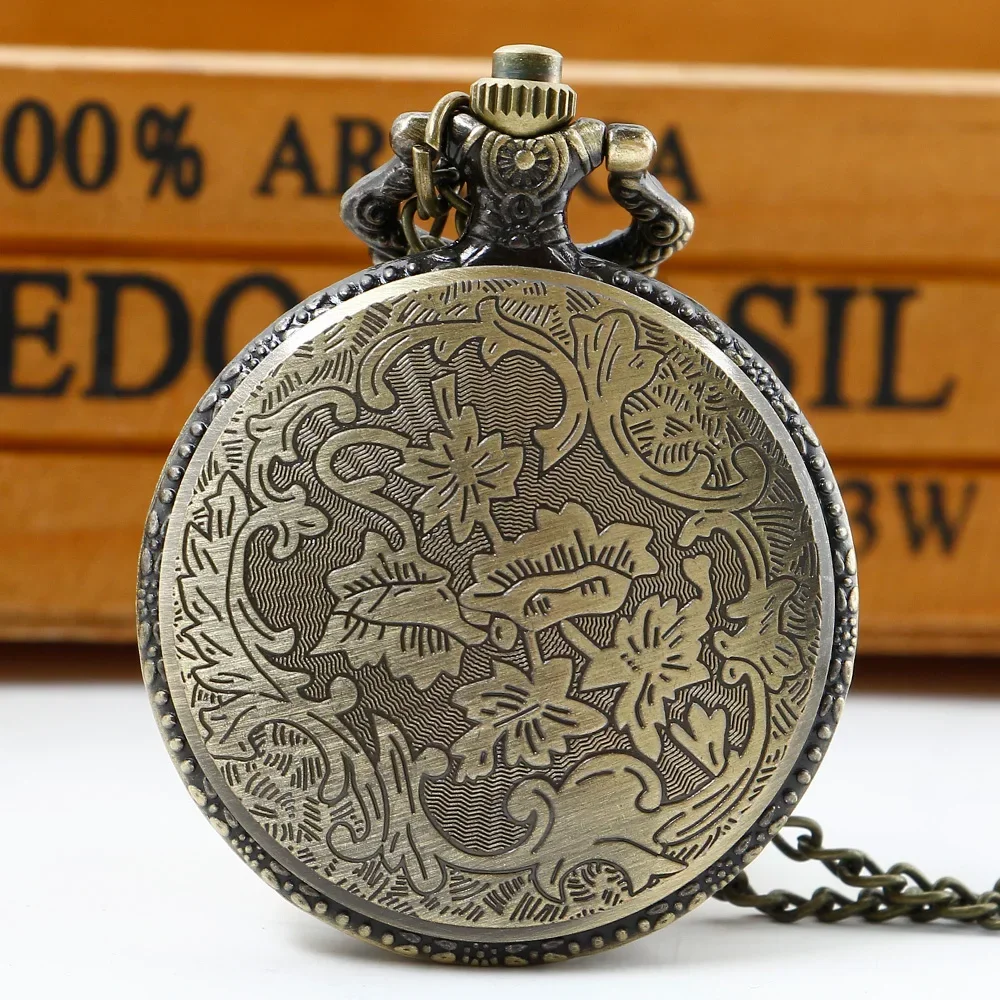 Orologi da tasca al quarzo con treno in bronzo vintage Orologio da tasca con ciondolo Fob Regali Orologio da uomo con accessorio retrò