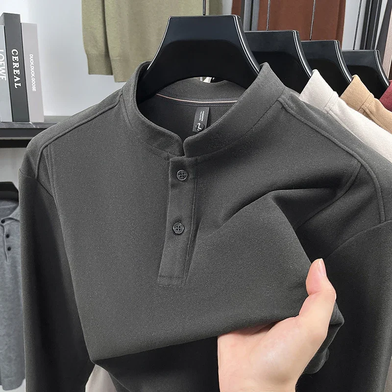 

Designer Quality Men's Half High Collar Pullove Hoodie Winter New Solid Color Matte Warm Long Sleeve Versatile Casual Men's Wear