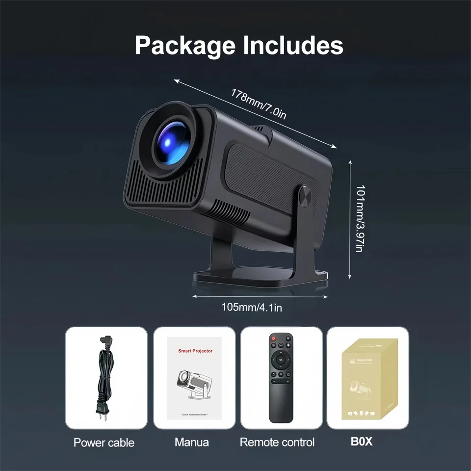 KaiAqua HY320mini-projector Android 11 390ANSI HD 4K Native 1080P Dual Wifi6 BT5.0 Cinema-niveau Draagbare projector HY300 Opgewaardeerd