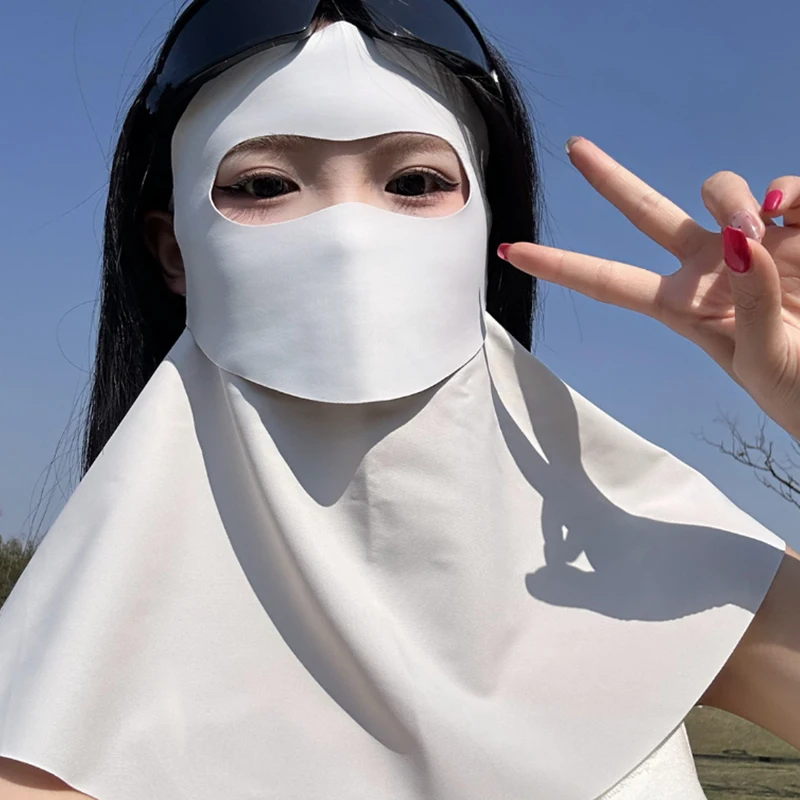 غطاء وجه للحماية من الأشعة فوق البنفسجية من الحرير الجليدي الصيفي - قناع ركوب الدراجات بالطاقة الشمسية للرجال والدراجات وقناع مقاوم للشمس