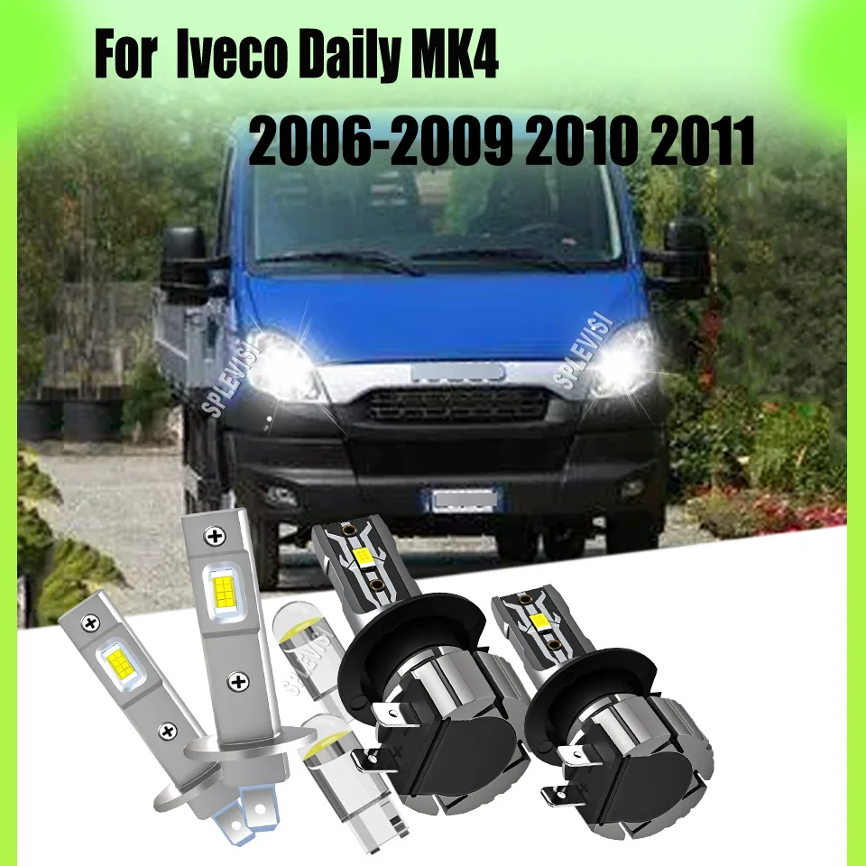 H1 H7 High Low Bulbs Xenon White LED Headlight Light Lamp Crystal Clear Beam For Iveco Daily MK4 2006 2007 2008 2009 2010 2011