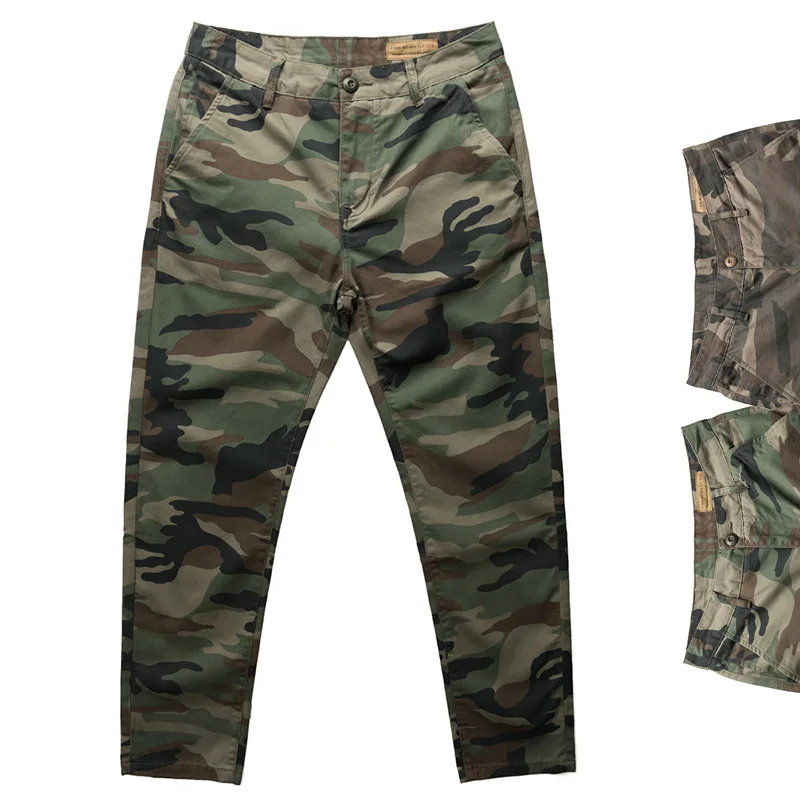 Heavyweight American casual camouflage straight workwear casual pants for men Y2k outdoor travel style loose fit Male Trousers