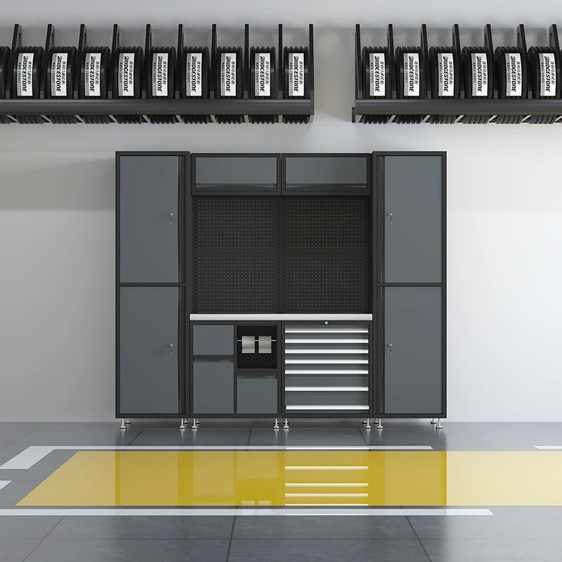 Lemari Garasi Tugas Berat Bengkel Penyimpanan Multifungsi Kabinet Alat Modular untuk Lemari Alat Logam Meja Kerja
