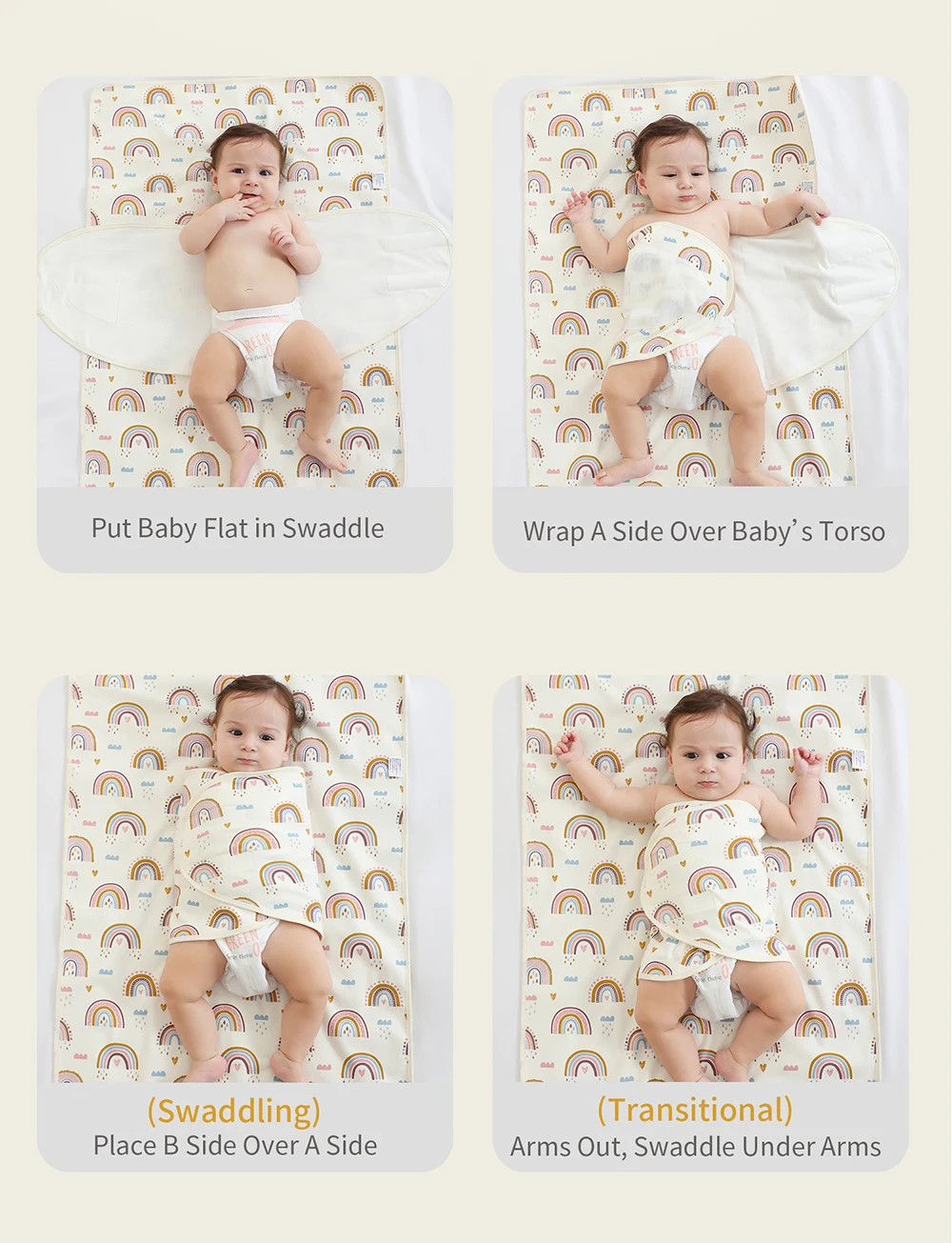 Bilayer Baby Wrap Decke Neugeborenen Baby Swaddle Krawatte Anti Startle Jump Decke Sommer Dünne Baumwolle Weiche Windel Ändern Decke – Detail 10