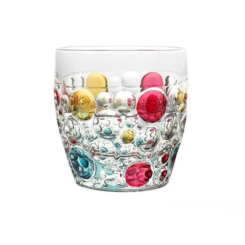 

350ml Coloured Bubble Whiskey Tumbler BOHEMIA Design Glassware Crystal Drink Cup Water Milk Coffee Glass Beer Mug Dropshipping