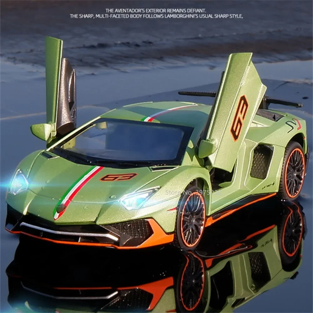 

1/32 Scale Alloy Sports Car Model Toy Lambor LP780-4 Diecast Metal High Simulation Car Model with Sound Light Toys for Kid Gifts