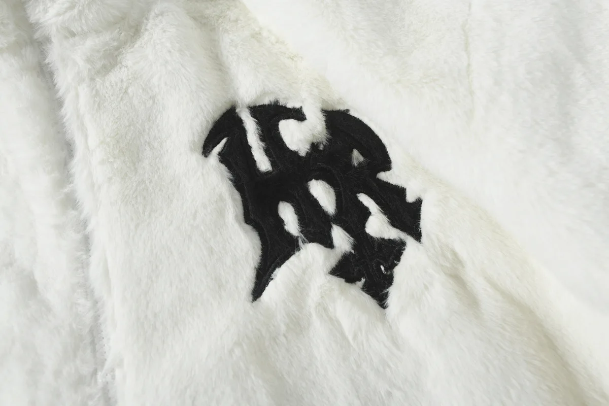 Hip Hop Alphabet Stehkragen Jacke Männer Übergroße Lose Fleece Warme Paar Baumwolle Mantel Winter Streetwear – Detail 7