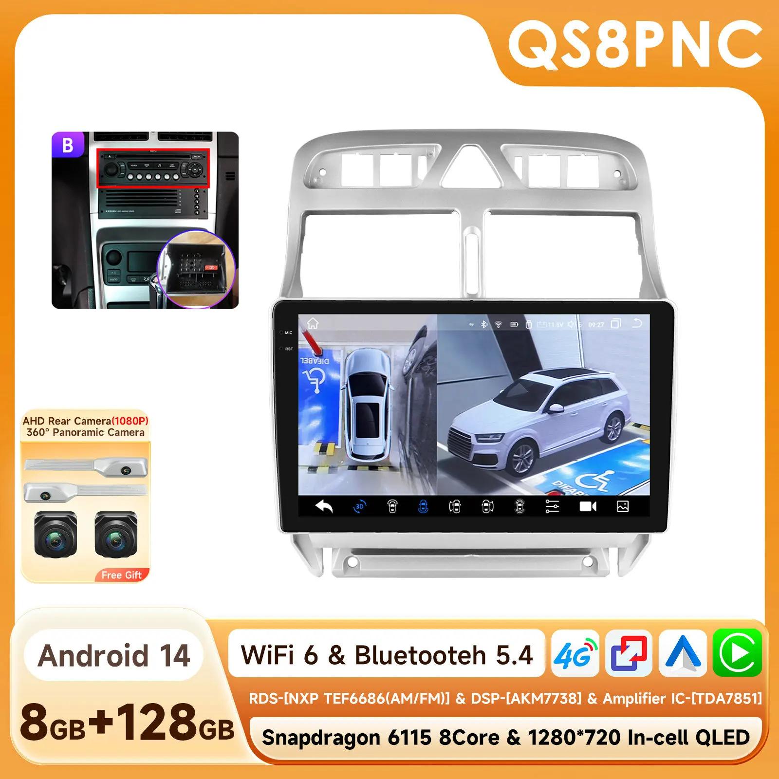 Android Auto Radio Voor Peugeot 307 307cc 307sw 2002-2013 Stereo Multimedia Speler Gps 2din Carplay Som Automotivo 9Inch Scherm