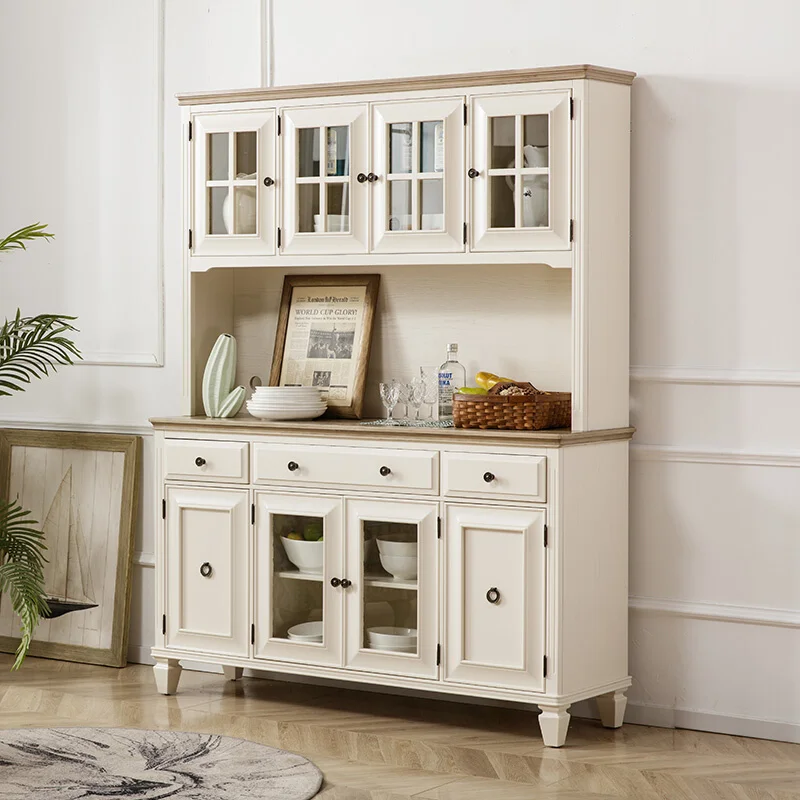 

American high-dining side cabinet pure solid wood wine cabinet simple light luxury tea cabinet cupboard multi-functional storage