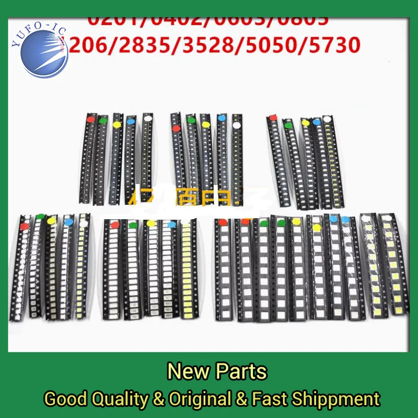 Assortment SMD  Red Yellow Blue Green White LED Diode Kit 1206 3528(1210) 5050 0603 0805 LED Kit 5 Colors * 20pcs=100pcs
