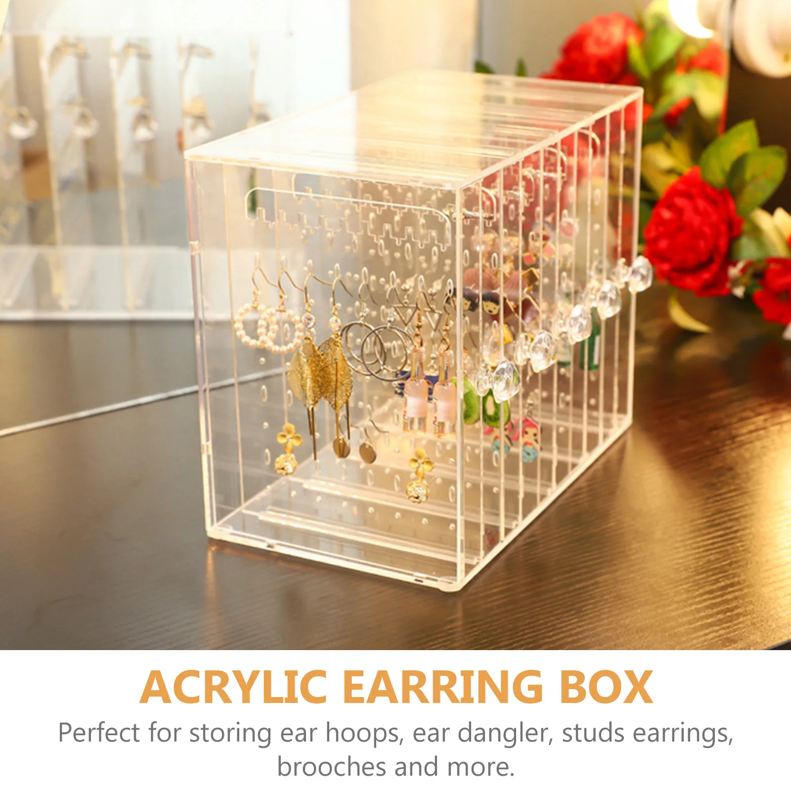 Transparent Acrylic Earring Holder Display Box Durable Organizer Stand for Ear Studs Hoops Lightweight Portable Jewelry Storage