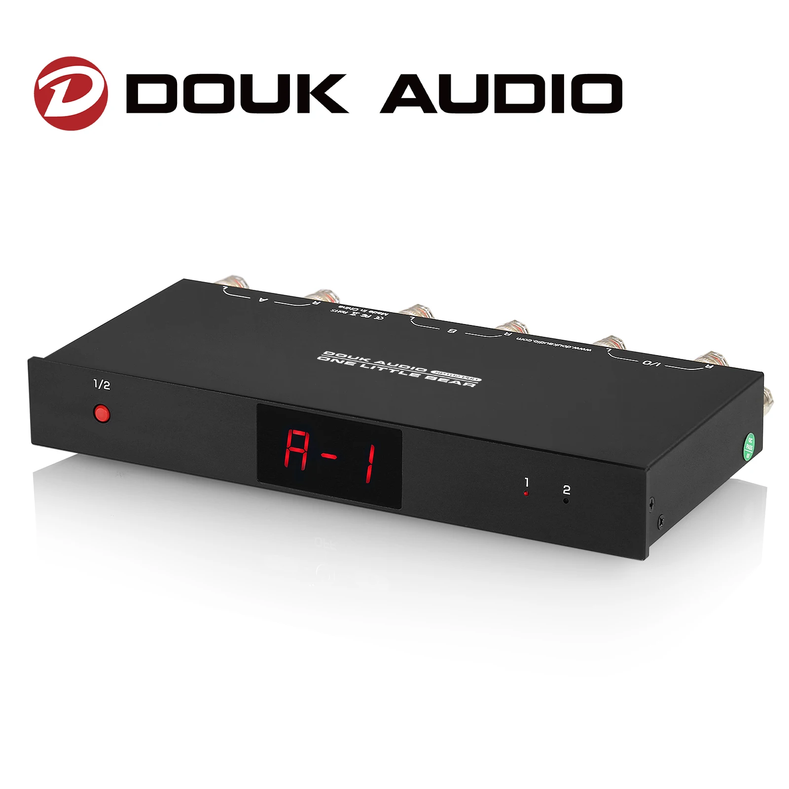 

Douk Audio SP102 PRO Passive 2(1)-IN-1(2)-OUT Audio Selector Stereo 2-way Switcher Box for Amplifier / Speaker LED Display