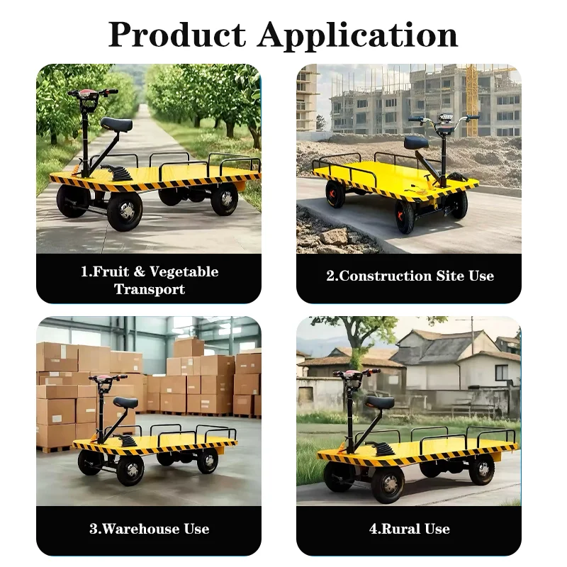 Сверхмощный электрический бортовой транспортер, электроперевозка, 1000 кг, поддольный грузовик с четырехколесным плоским