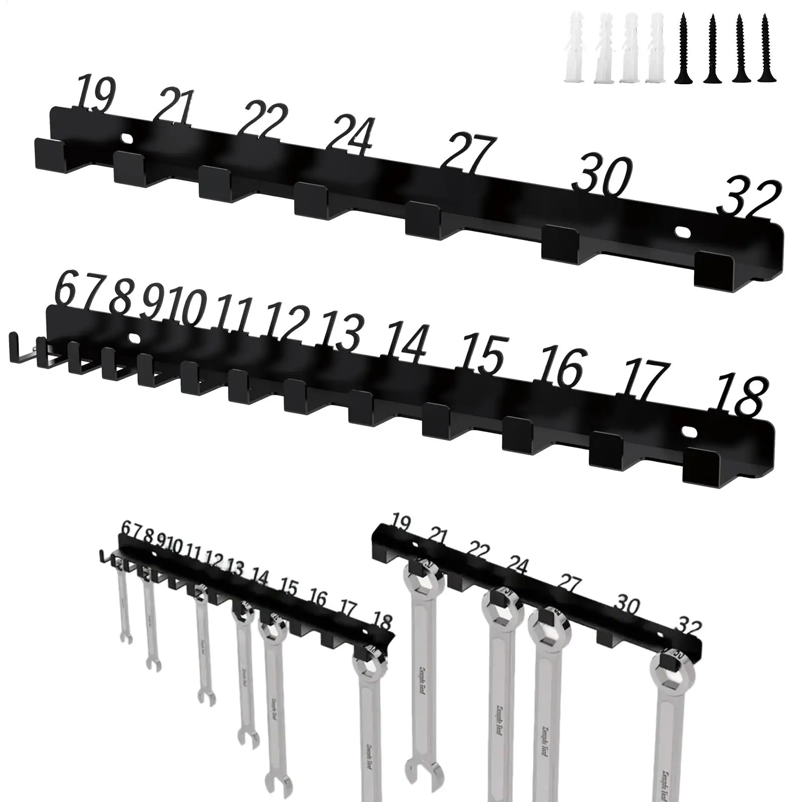 Wrench Holder Wall Mount Wrench Holder Kitchen Utensil Hanger For Garage Shed Work Van Garden Shop Mechanic Yard Workshop