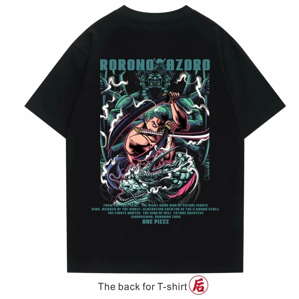 헤비 코튼 원피스 티셔츠 일본 트렌디 브랜드 애니메이션 Ronoya Sauron 패턴 주변기기 루즈 반소매