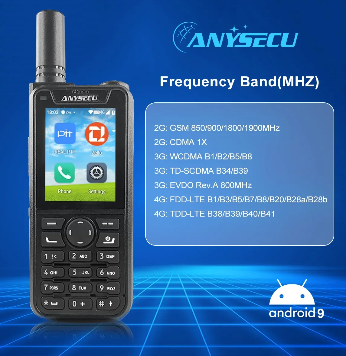 2024 جديد 4G POCT59 راديو نظام Android9.0 مع Realptt Zello F9 6800mAh 2.4 بوصة راديو محمول 1GB + 8GB لاسلكي تخاطب