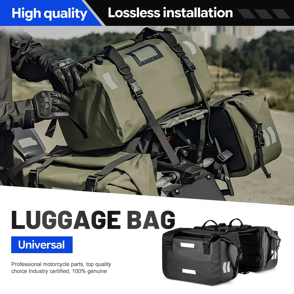 Motorcycle Luggage Set Rear Seat Bag With Dual Side Bags Reflective Mark For Long‑Distance Off‑Road Riding Moto Accessories