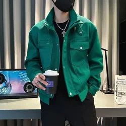 Jacket for Men Short Green Man Coat Cargo New in Y2k Cold High Quality Vintage Joker Luxury Designer Original Brands Cheap Sale