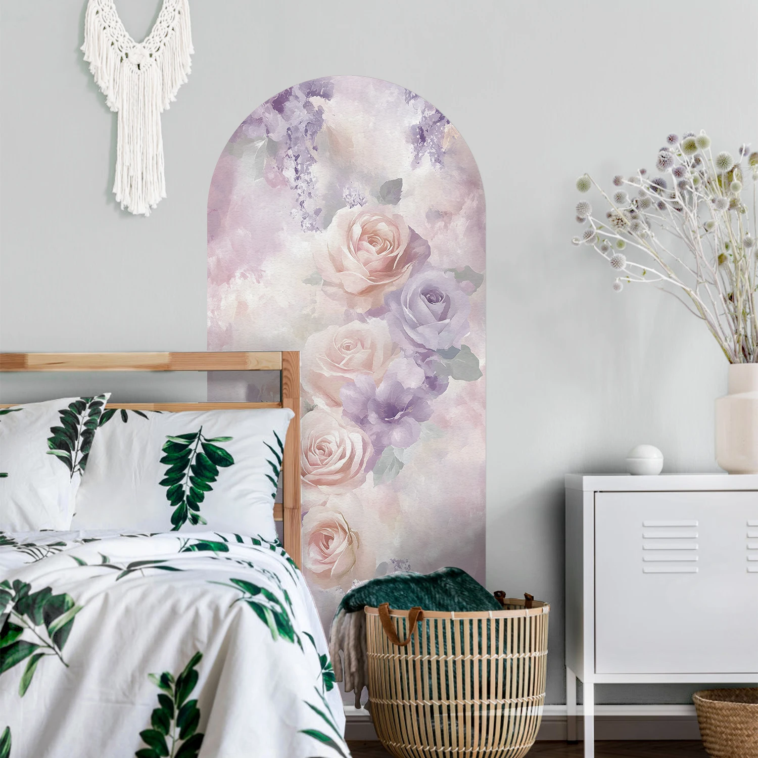 2 pieces of Morandi rose arch pattern stickers, self-adhesive, for living room, bedroom, and bathroom wall decoration, removable