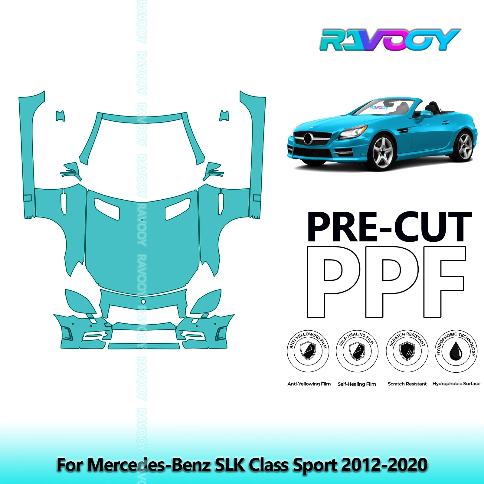 

Front Kit+Rockers Clear Bra Precut PPF Paint Protection Film For Mercedes-Benz SLK Class Sport 2012-2020