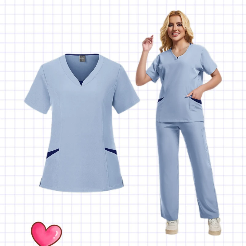 Newest Nurse Uniforms Medical Nursing Scrubs Sets Dentist Clinical Workwear Women Men Medical Surgical Suits Beauty Work Clothes