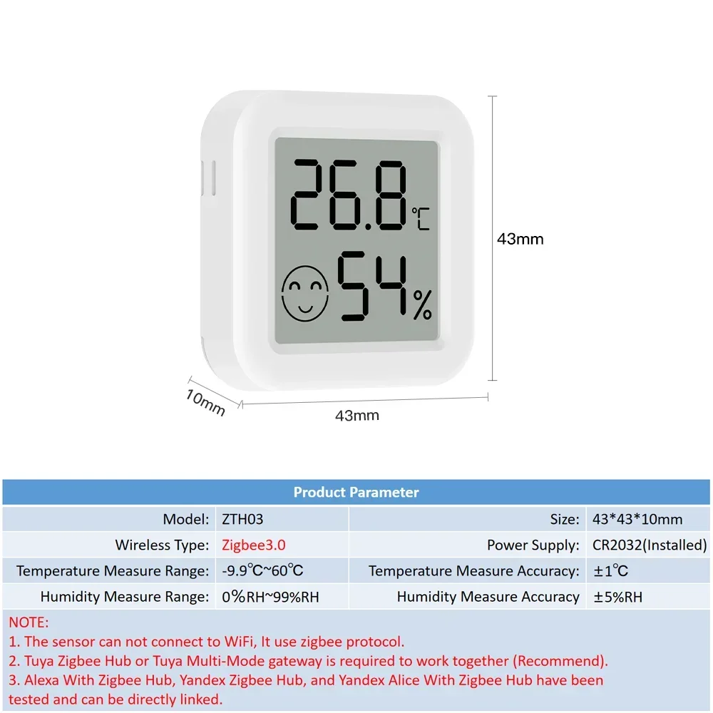 Tuya Zigbee 3.0 temperatuur-vochtigheidssensor APP afstandsbediening thermometer via Smart Life voor Smart Home Work met Yandex Alexa