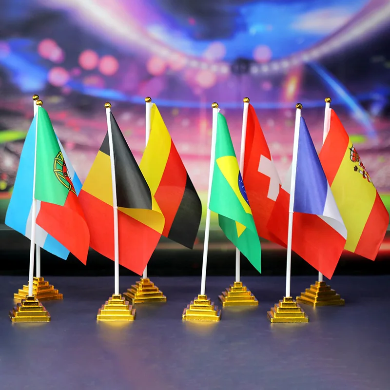 10Pcs Gold-Plated Plastic Base Round Square Flagpole Base Table Flag Holders Mini Flag Bases for Table Party Decoration