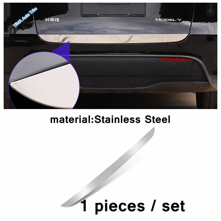 

Stainless For Tesla Model Y 2021 - 2024 Car Exterior Accessories Rear Tail Trunk Lid & Upper Tailgate Overlay Stripes Cover Trim