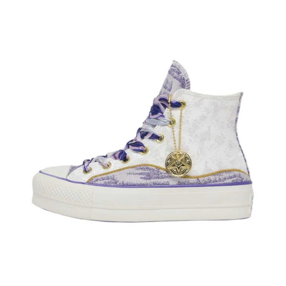 Converse All Star Lift Trendy Abrasion Resistant High top Canvas Shoes Women's White Purple A13353C