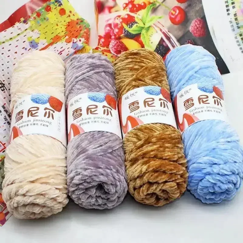 100g /Roll Polyester Velvet Yarn Crochet Knitting Yarn Soft Baby Yarns Chenille Yarn DIY Hand-Knitted Sweater Wool Yarns 120M