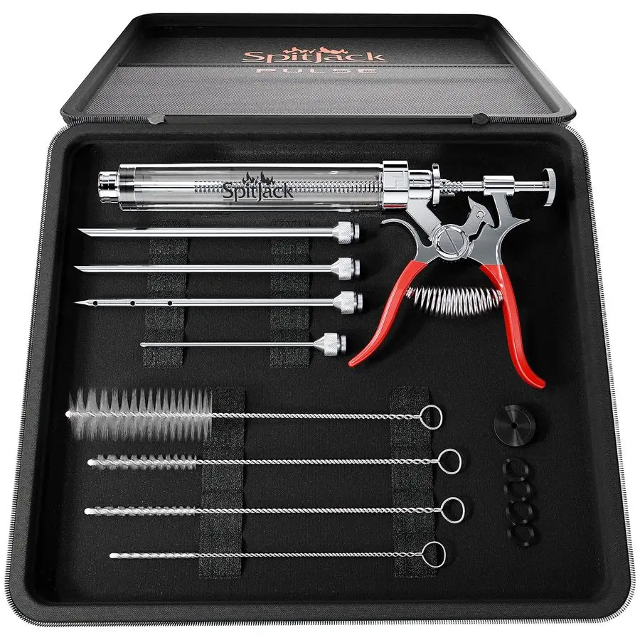Pistola Inyectora de Carne PULSE y Jeringa de Inyección para Barbacoa. Inyector de Sabor para Marinadas de Pechuga Ahumada, Pollo, Costillas, Cerdo, etc.