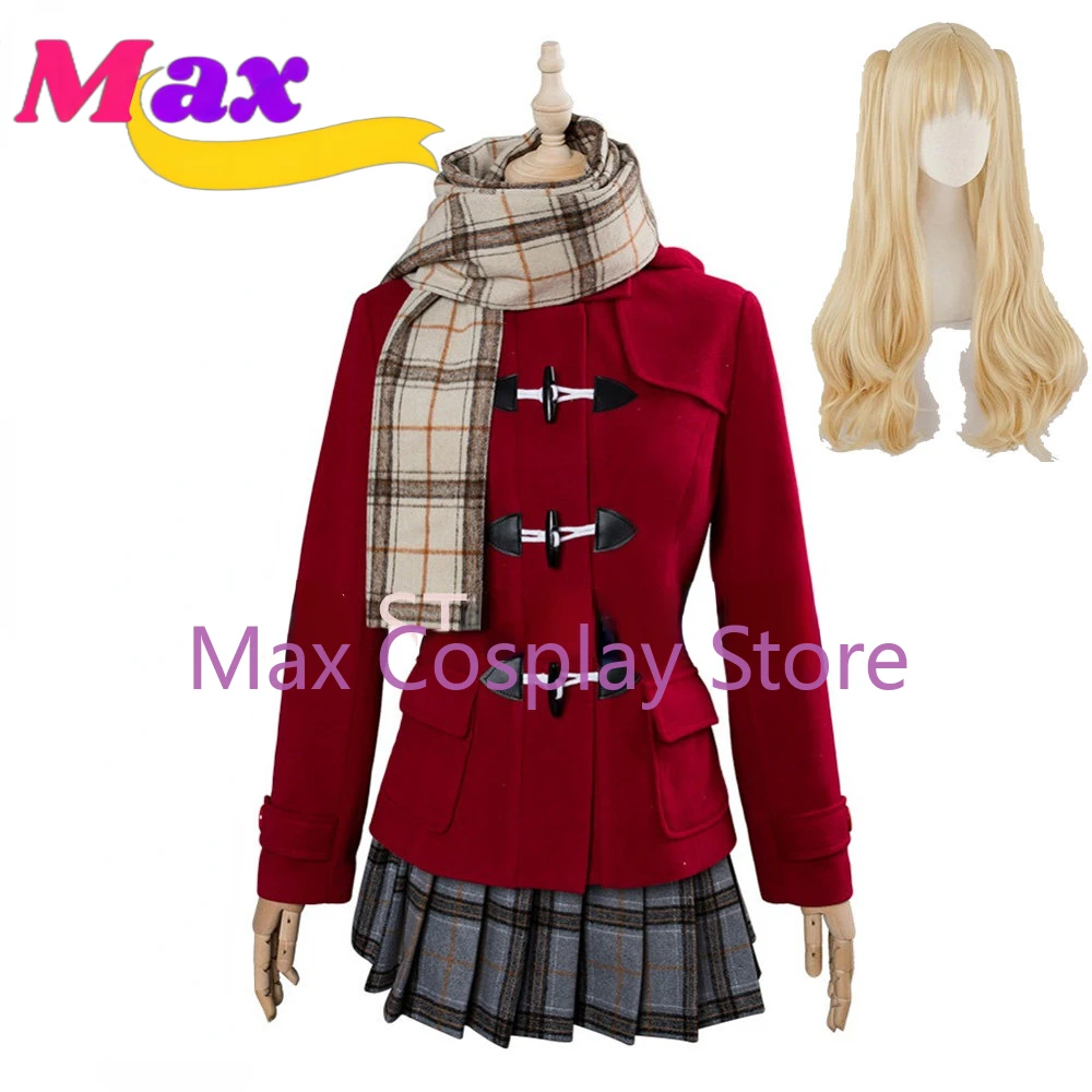 

Max FGO Fate Cosplay Ereshkigal Cos Woman Winter daily Woolen Red Set Cosplay Costume Coat+Shirt+Skirt+Tie+Headdress+Scarf+Socks