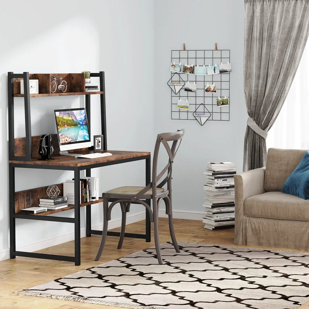 Tribesigns Computer Desk with Hutch Study Desk with Bottome Storage Shelve Workstaion Home Office Furniture