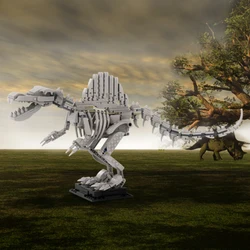 MOC Spinosaurus Skeleton Dinosaur Bricks Dinosaur Fossil Skeleton Model Building Block Kids Education Toy Birthday Gift