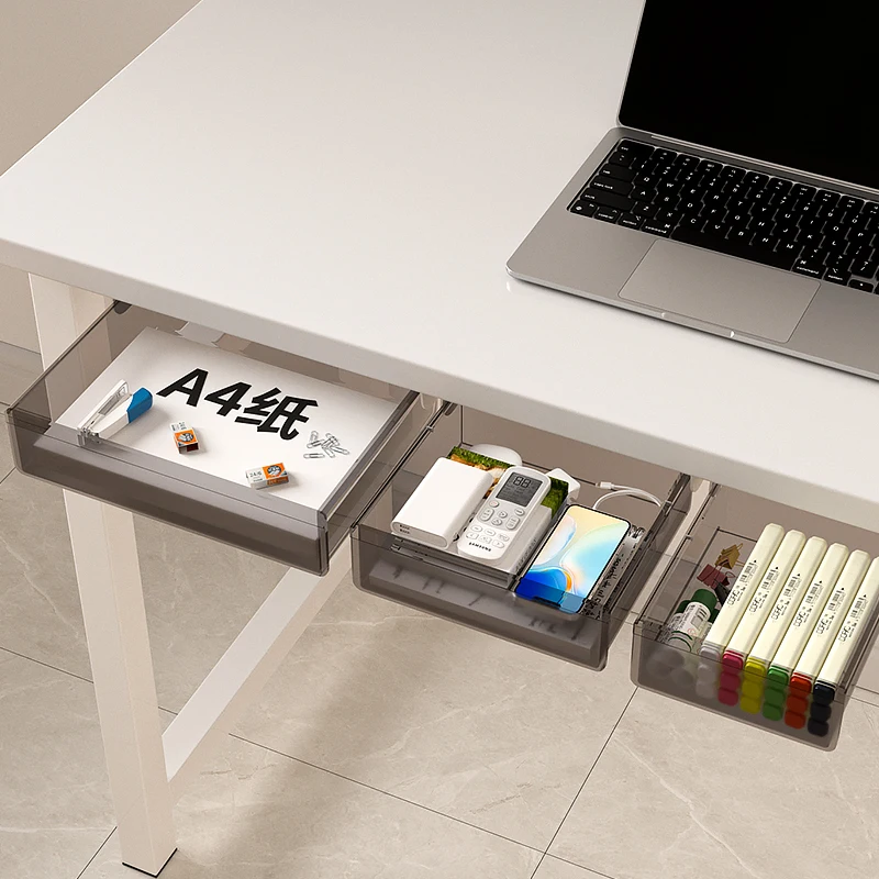Under-desk Drawer Storage Device, Suitable For Office/home, Ideal For Organizing Stationery. Self-adhesive Plastic Drawer.