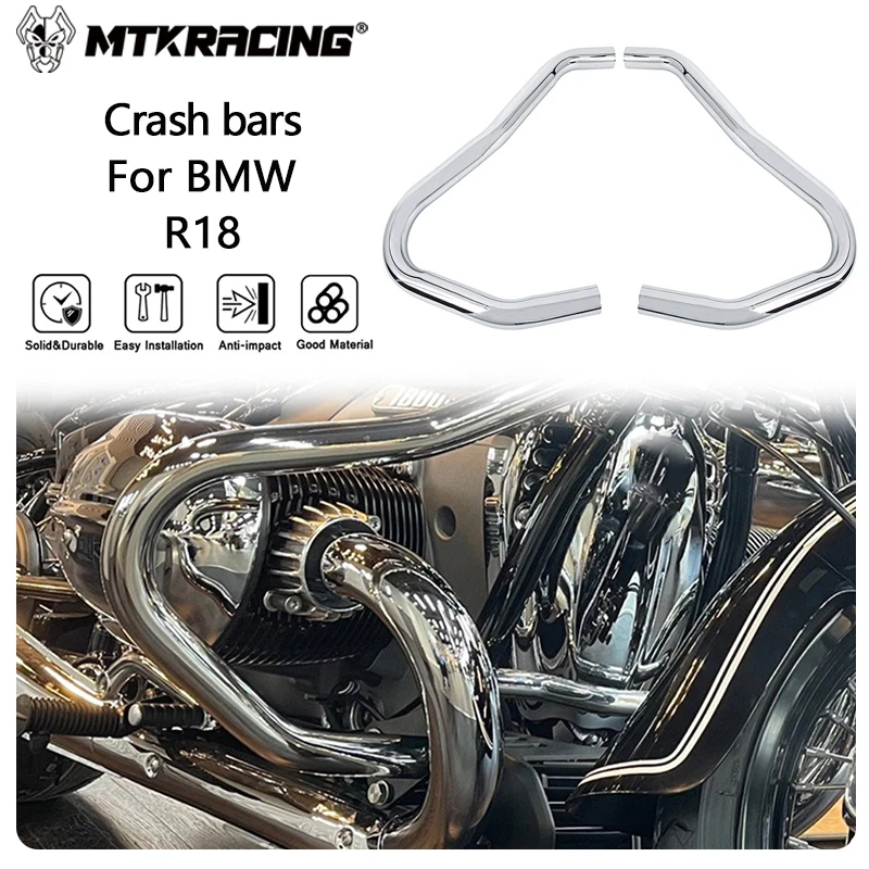 MTKRACING Crash bars For BMW R18 2020-2024 Motorcycle Bumper Protection Engine Guard Crash Bar Body Frame Protector Accessories