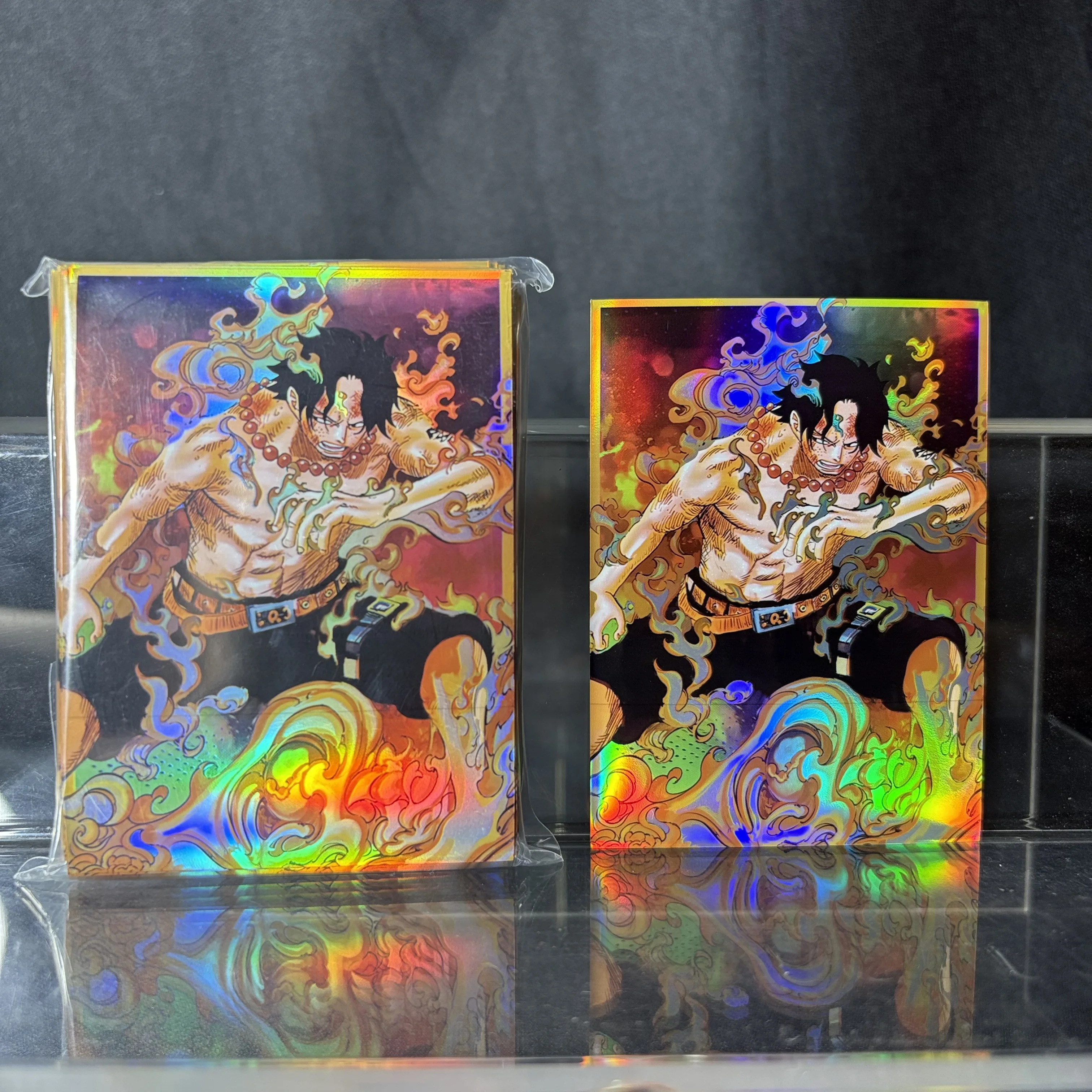 60PCS 67X92mm Holographic Card Sleeves Anime One Piece Ace Card Protector used for MGT/PTCG Standard size trading cards