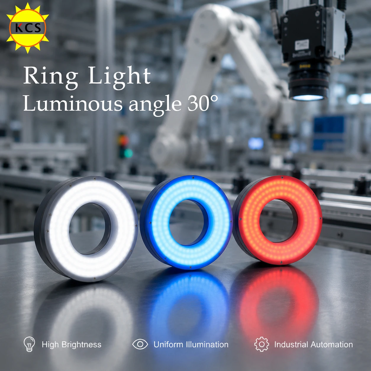 KCS Machine Vision 30 Degree Ring Light Source LED Ring Light LED Working Ring Light Luminous angle 30 DC 24V