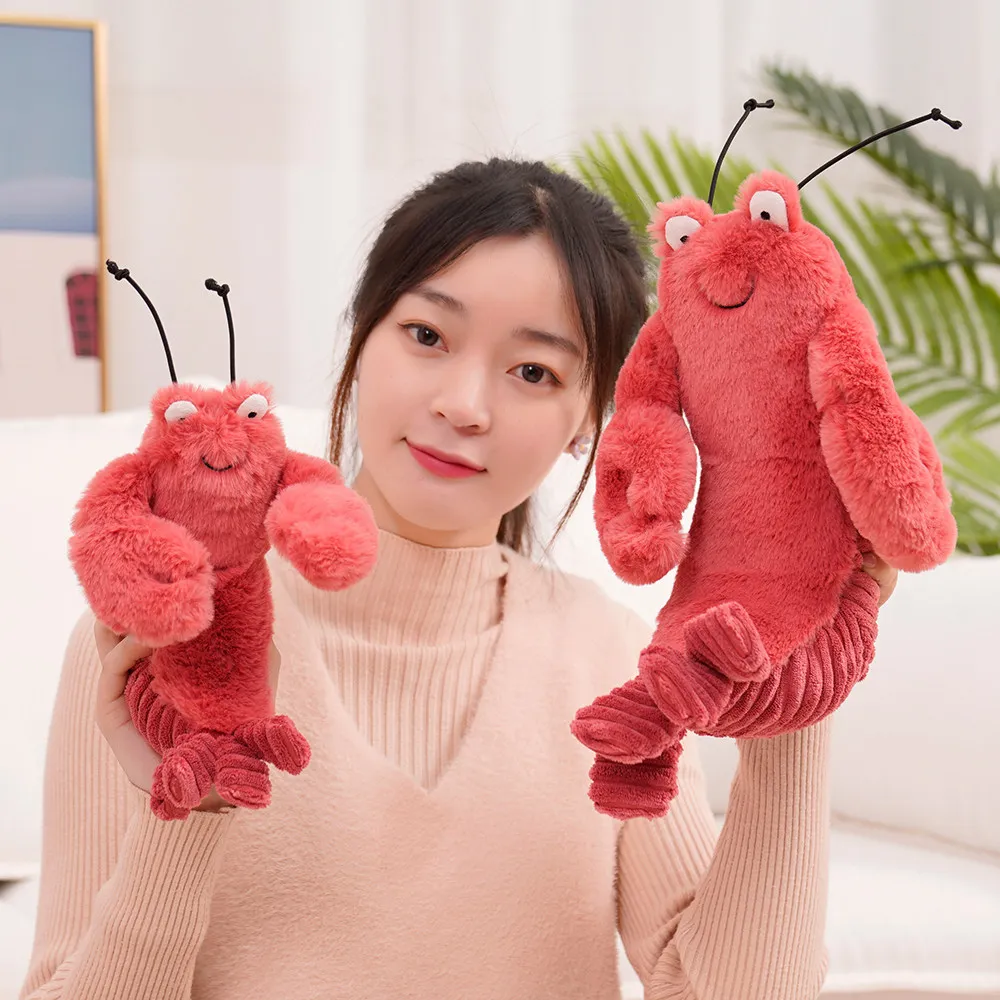 22-60cm Simulation Sea Animal Lobster Crab Stuffed Short Hair Plush Toy Backrest Gifts Old People