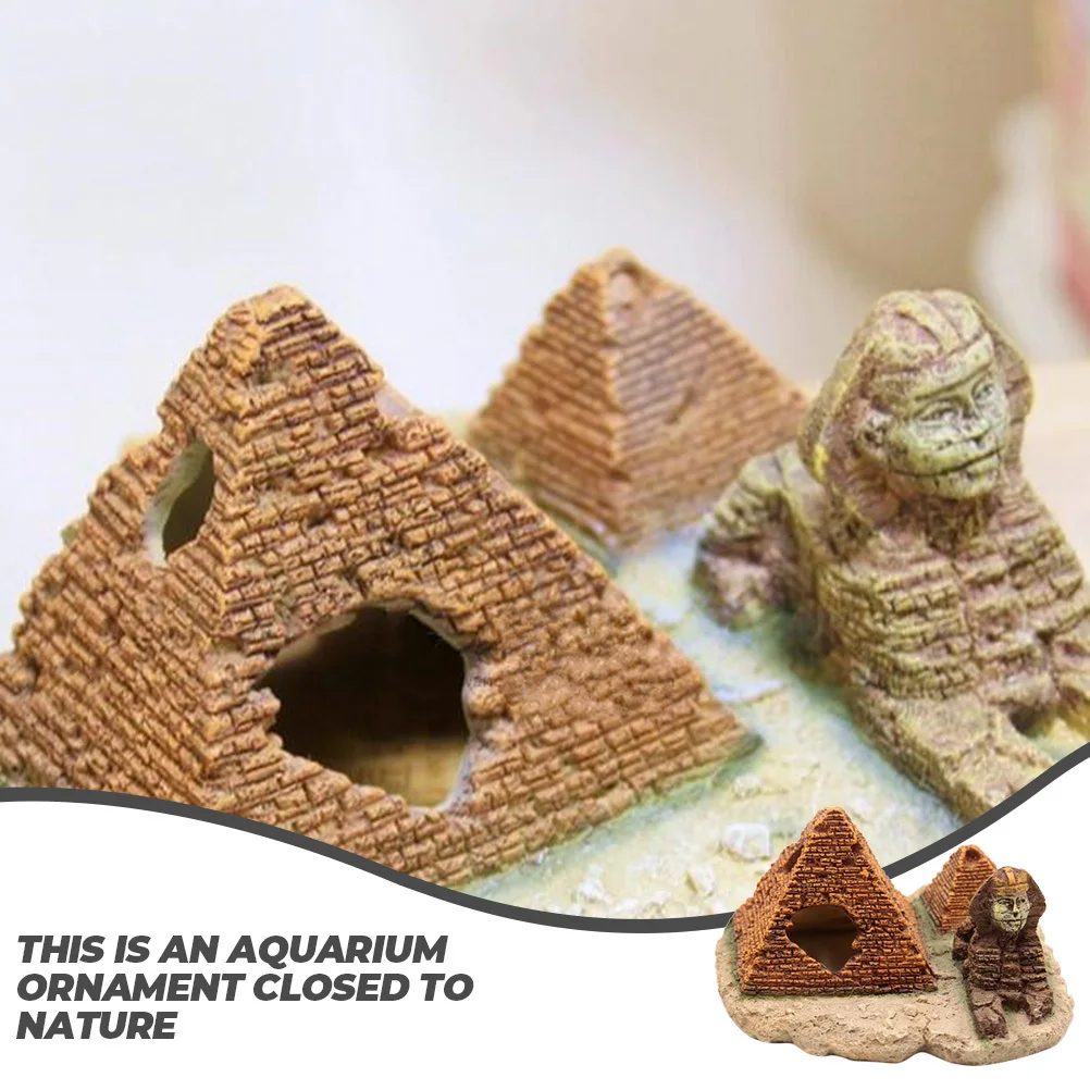 

Simulated Pyramid Shelter Cave Aquarium Decoration Resin Fish Tank Hideout Natural Landscape Shrimp Hide Places Underwater Decor