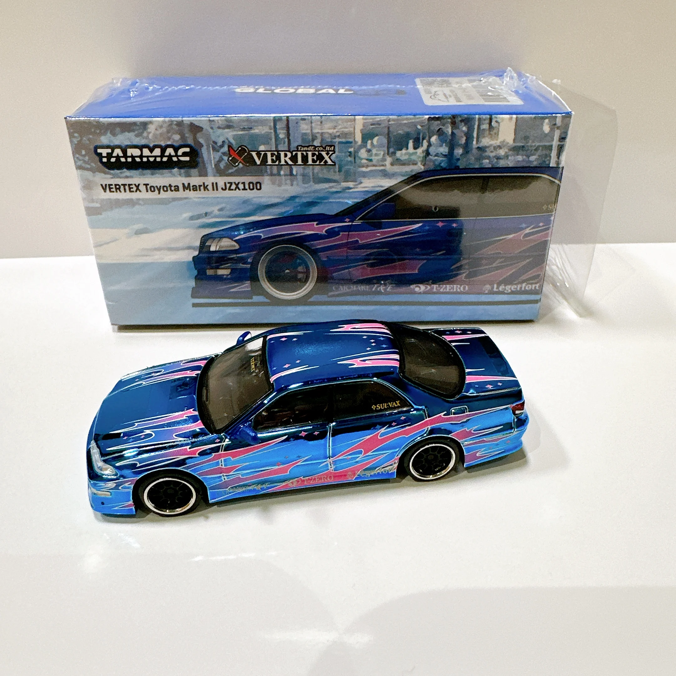 

Tarmac Works *CHASE* 1:64 VERTEX Toyota Mark II JZX100 Синий металлик, литая под давлением модель автомобиля, коллекция игрушек