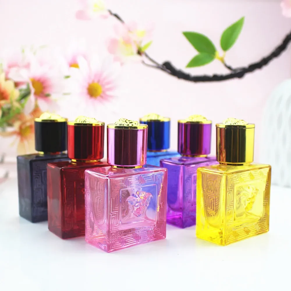 5pcs 25ml Transparent Perfume Bottle Thick Glass Spray Bottles Square Empty Cosmetic Container Travel