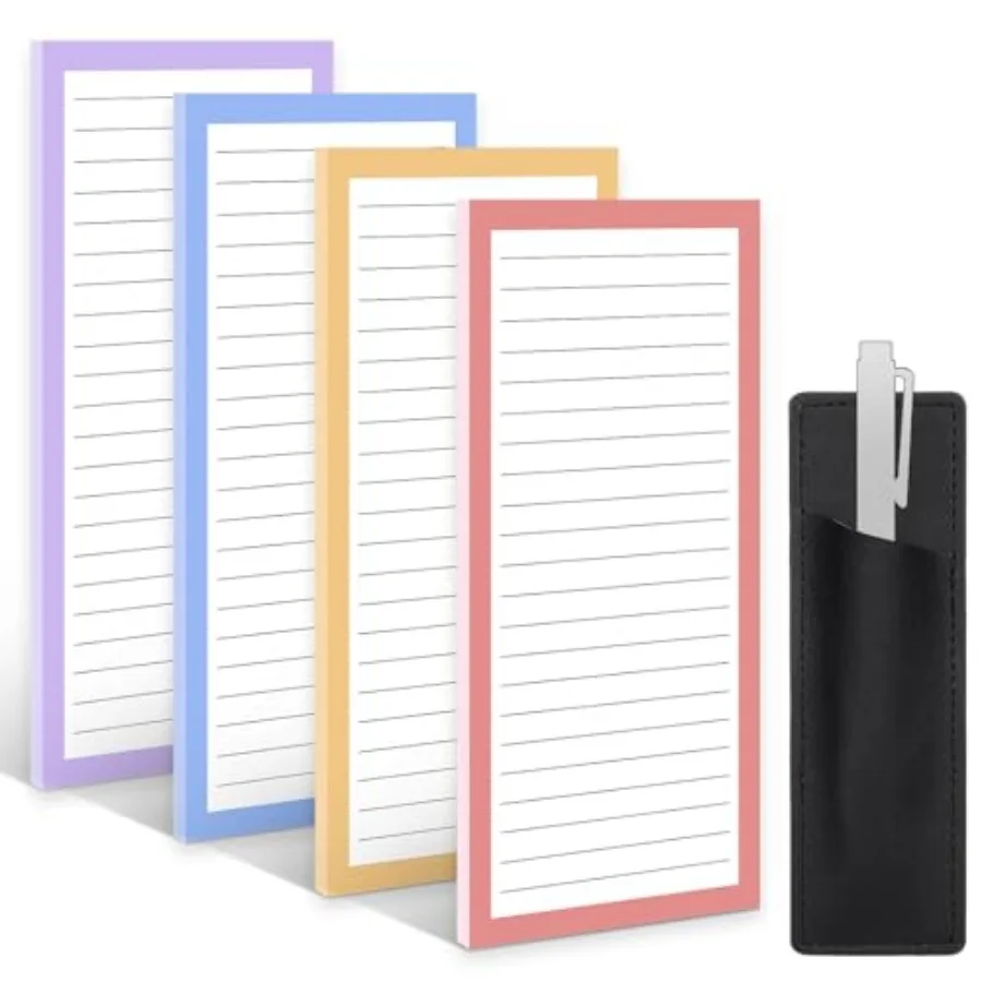 

4 Pack Magnetic Note Pad for Fridge with Pen Holder, Totally 200 Sheets Magnetic To Do List, Grocery List, Shopping List, Memo